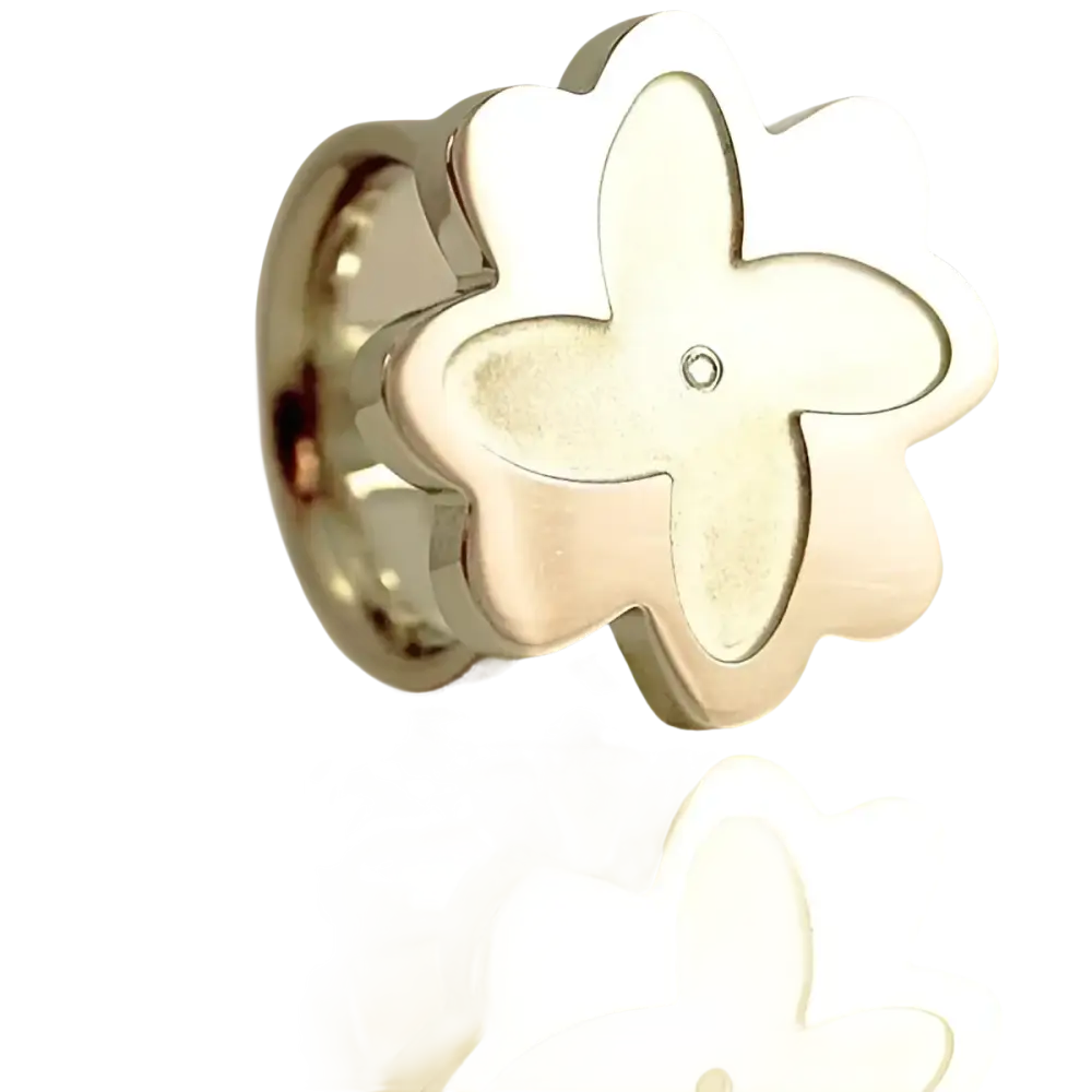 Anello acciaio donna Shape di BLISS K11397 con fiore in argento e gemma centrale