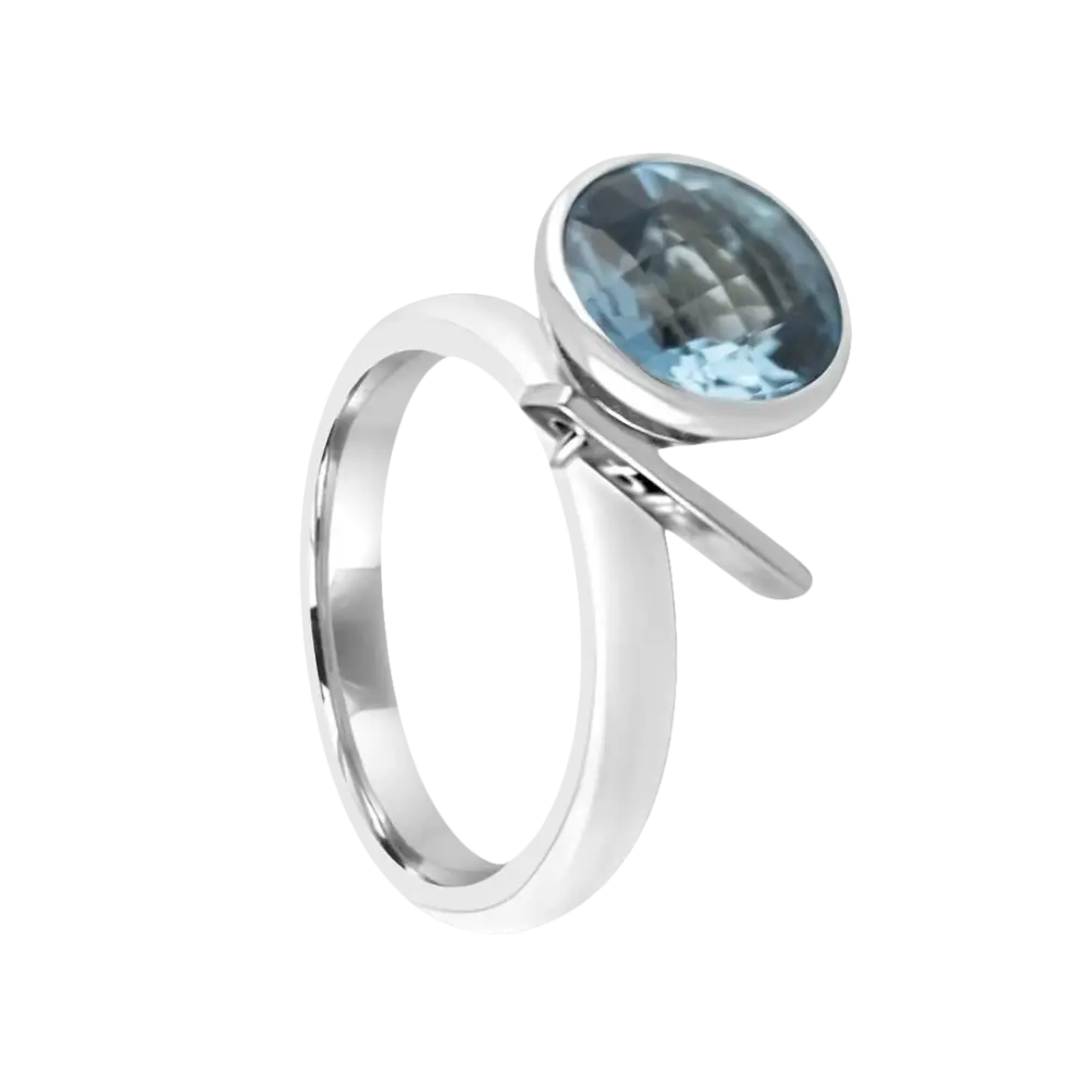 Anello in acciaio con pietra ovale blu turchese Bliss Donna