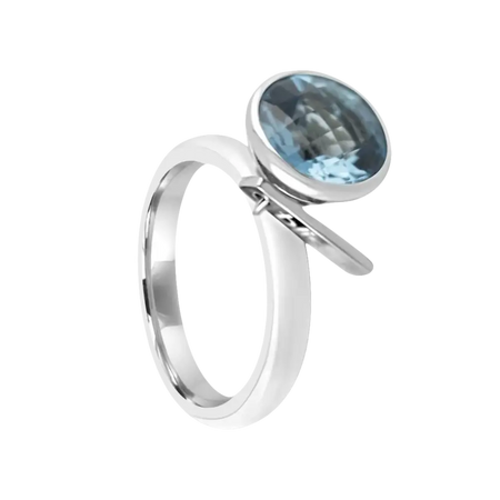 Anello in acciaio con pietra ovale blu turchese Bliss Donna