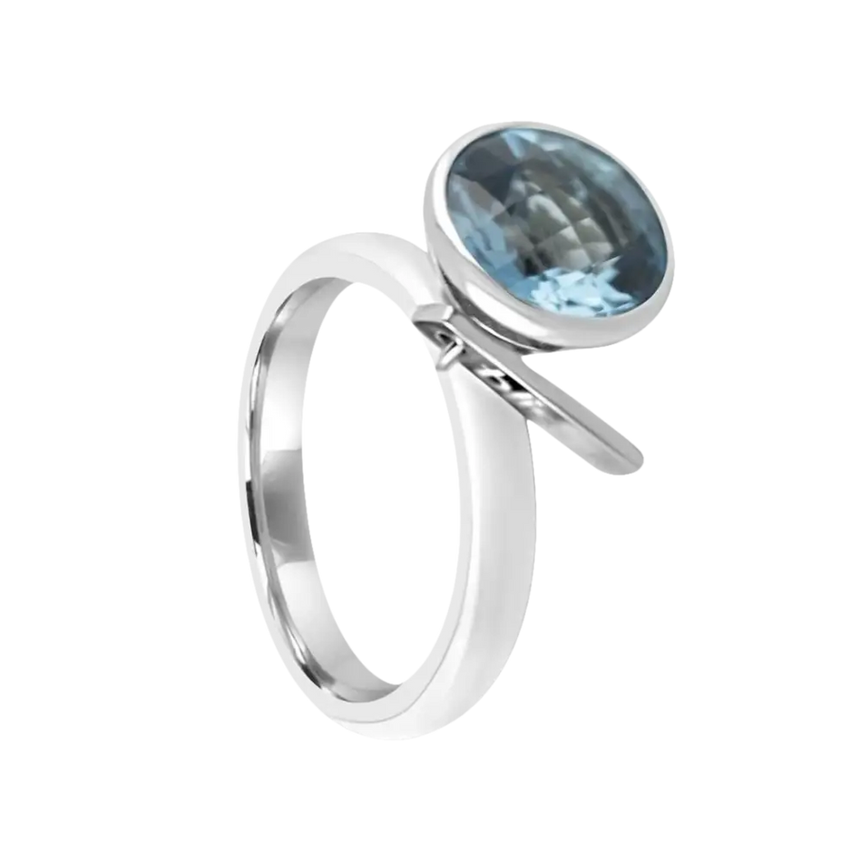 Anello in acciaio con pietra ovale blu turchese Bliss Donna