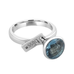 Anello in acciaio con pietra topazio azzurro e charm Bliss per donna