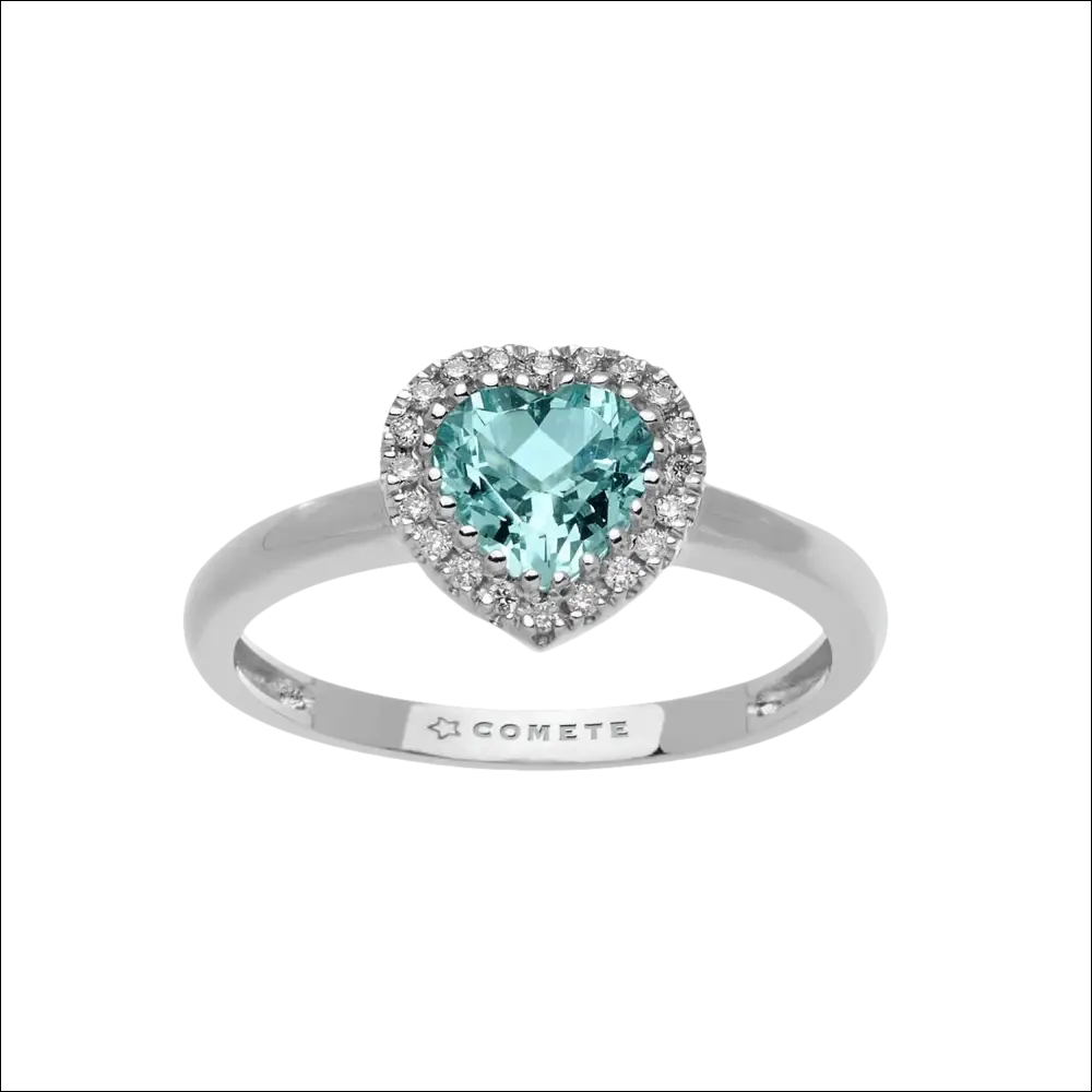 Anello acquamarina e diamanti COMETE GIOIELLI con gemstone a forma di cuore