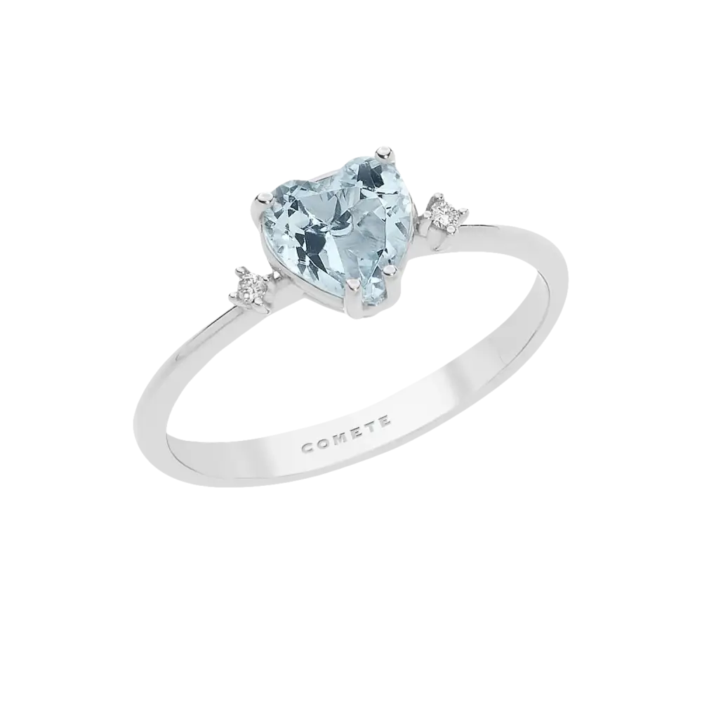 Anello Acquamarina e Diamanti COMETE GIOIELLI ANQ 300 con cuore in acquamarina e diamanti