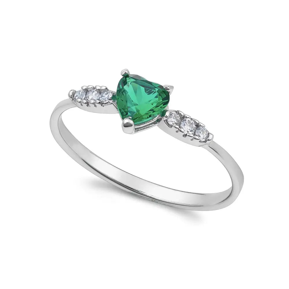 Anello Oro Bianco Cuore Verde Ambrosia AAZ 149|bonini-gioielli