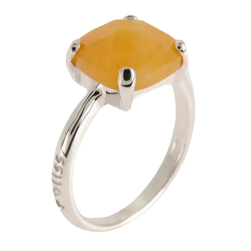 Anello in argento con pietra orange sfaccettata Gioielli Anello Argento e Giada Gialla Bliss