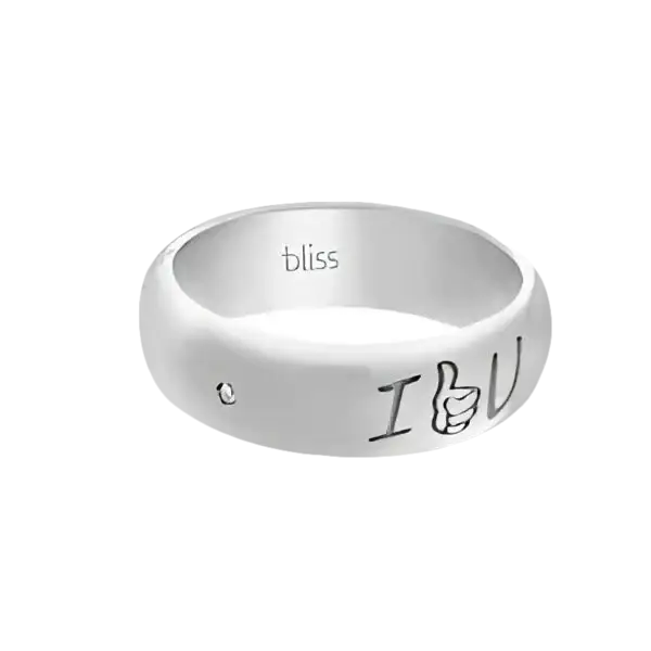 Anello Bliss Mi Piaci Tu in Argento con diamante e incisione I thumbs up U