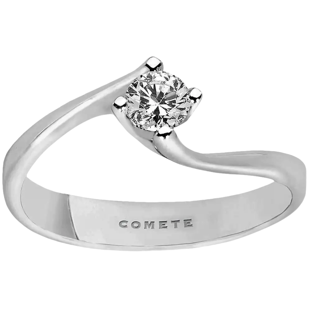 Anello Comete Diamante Pegni d’Amore con anello solitario in argento e diamante tondo brillante