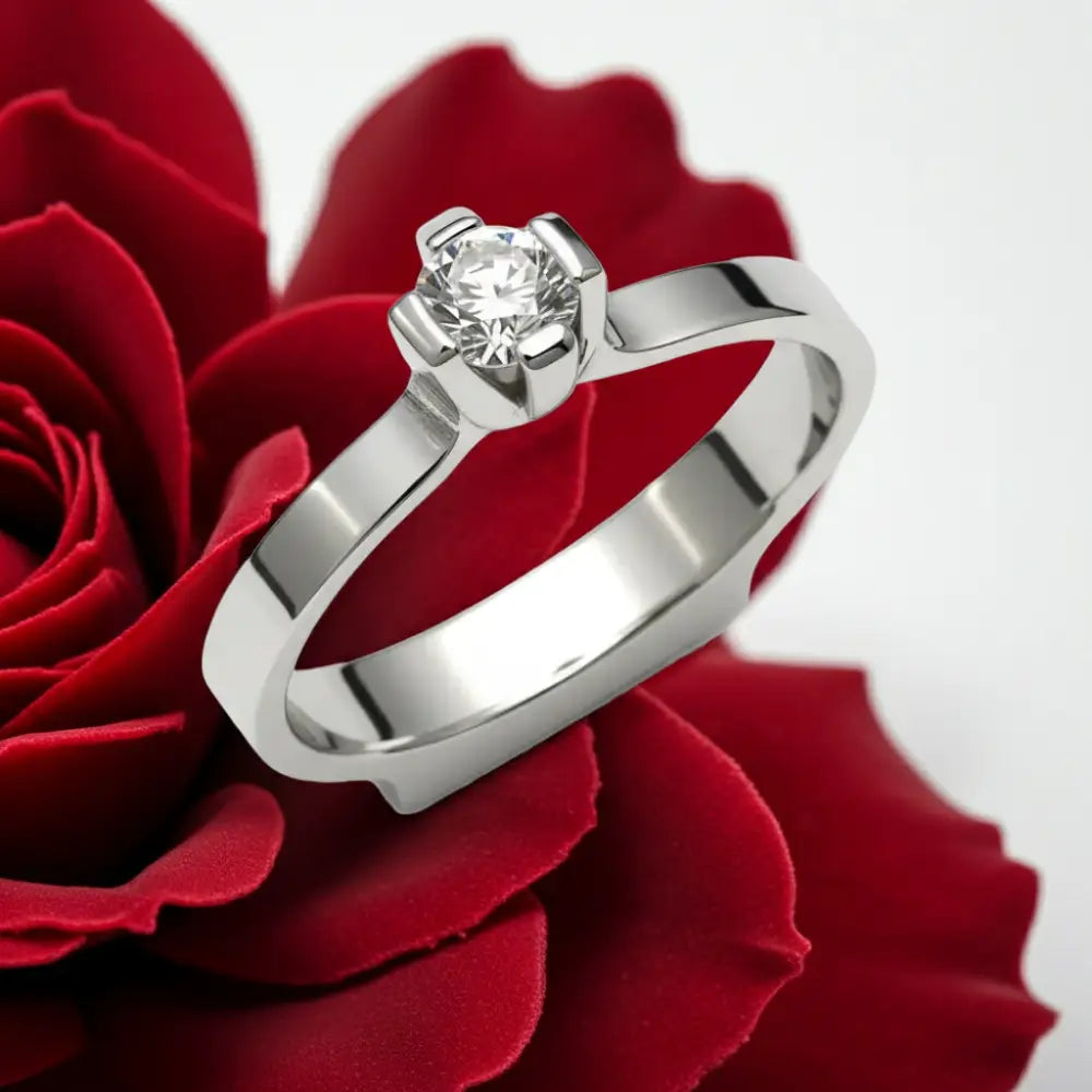 Anello da Fidanzamento Oro Bianco 750/1000 e Diamante ct 0.28 UNOAERRE|bonini-gioielli