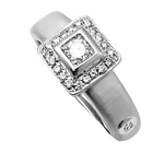 Anello di Fidanzamento CENTOVENTUNO Oro Bianco e Diamanti con diamante centrale e cluster quadrato