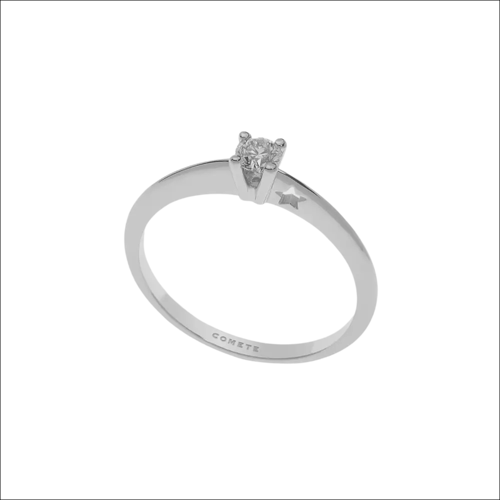Anello fidanzamento Comete con diamante stella, incisione corete interna