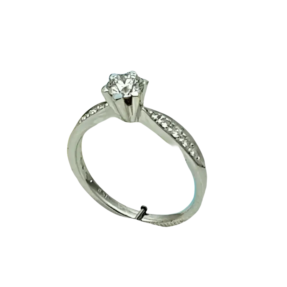 Anello di fidanzamento diamante ct 0,51 con pietre accentate Salvini