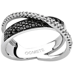 Anello diamanti bianchi e neri in oro ANB 1397 COMETE con anello incrociato argento