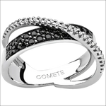 Anello diamanti bianchi e neri in oro ANB 1397 COMETE con anello incrociato argento