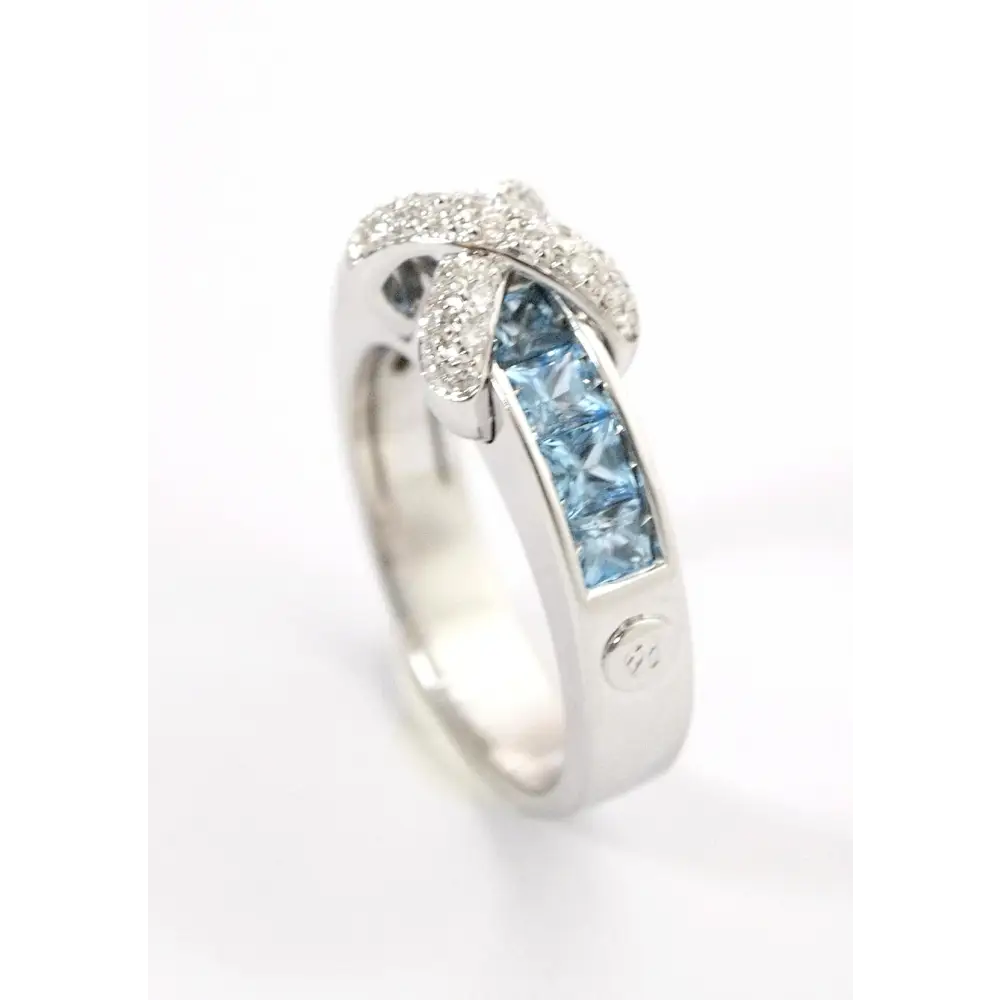 anello diamanti e topazi azzurri CENTOVENTUNO|bonini-gioielli