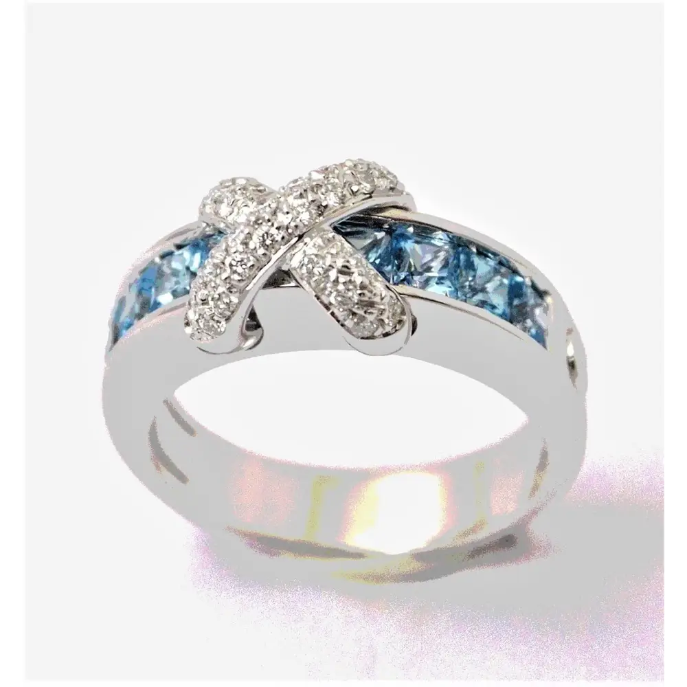 anello diamanti e topazi azzurri CENTOVENTUNO|bonini-gioielli