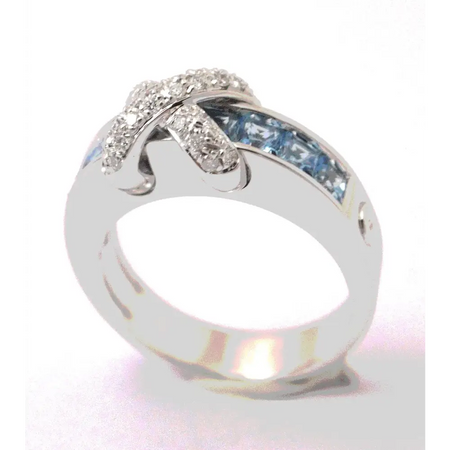 Anello diamanti e topazi azzurri CENTOVENTUNO|bonini-gioielli