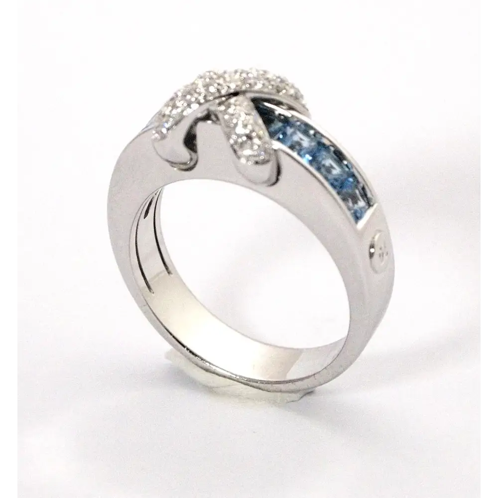 anello diamanti e topazi azzurri CENTOVENTUNO|bonini-gioielli