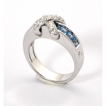 anello diamanti e topazi azzurri CENTOVENTUNO|bonini-gioielli