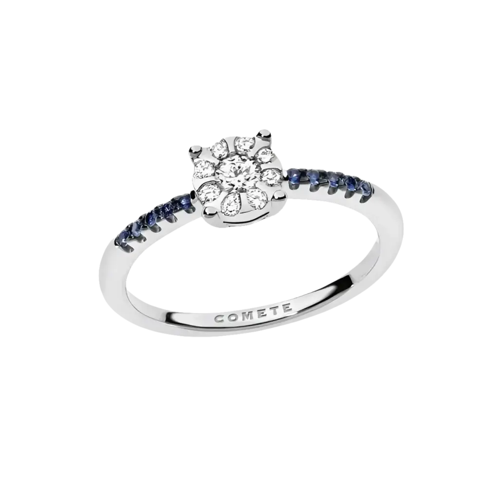 Anello Diamanti e Zaffiri Blu Lumière ANB 1735 COMETE elegante e luminoso