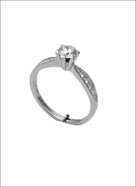 Anello di fidanzamento diamante ct 0,51+ct 0,11 Salvini in oro argento brillante