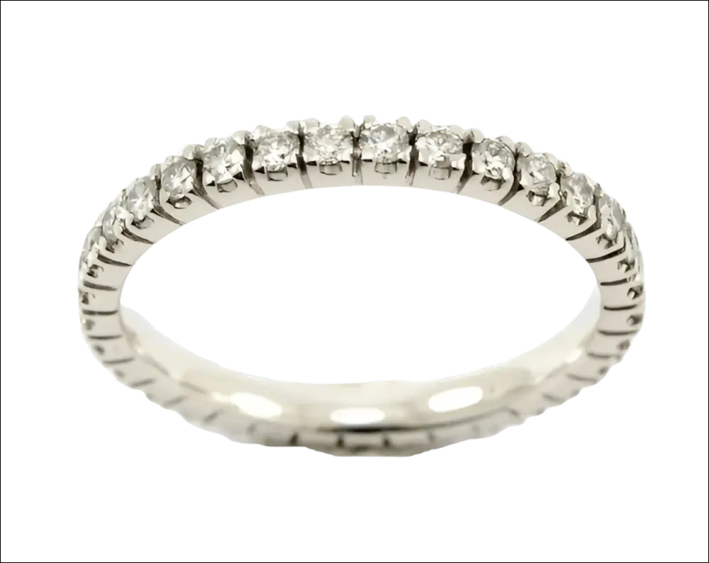 Anello Girodito Oro Bianco e Diamanti, elegante eternity band argento con diamanti