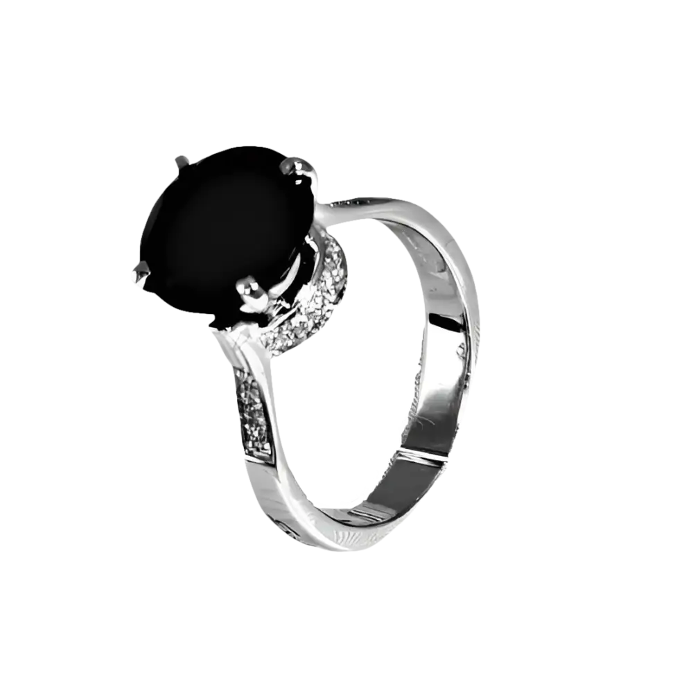 Anello in argento con onice nero e diamanti Crown di Salvini per donna
