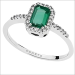 Anello Smeraldo e diamanti COMETE ANB 1896 con oro bianco, smeraldo e halo di diamanti