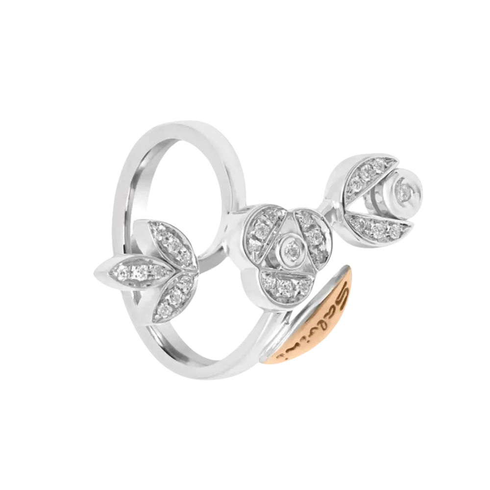 Anello in oro e diamanti ct 0,18 Provence di Salvini con accenti floreali in diamante