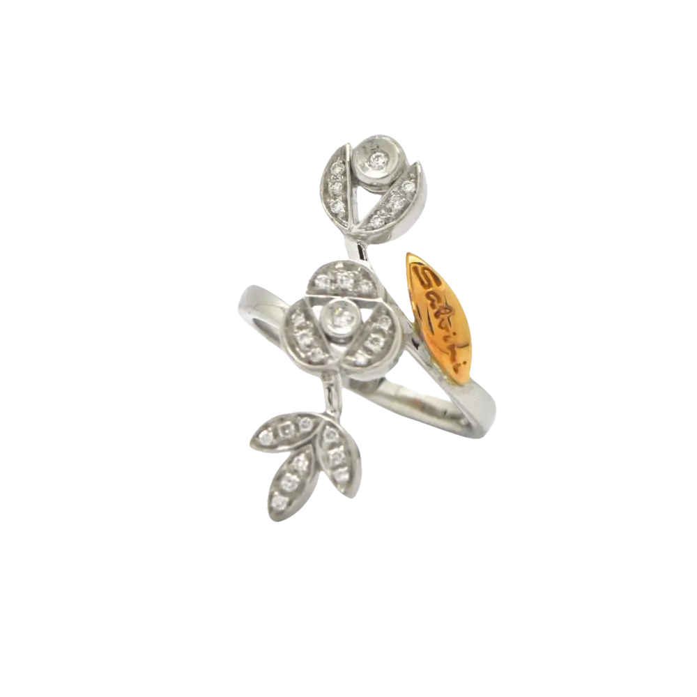 Anello in oro e diamanti ct 0,18 Provence di Salvini con design floreale e dettagli in oro