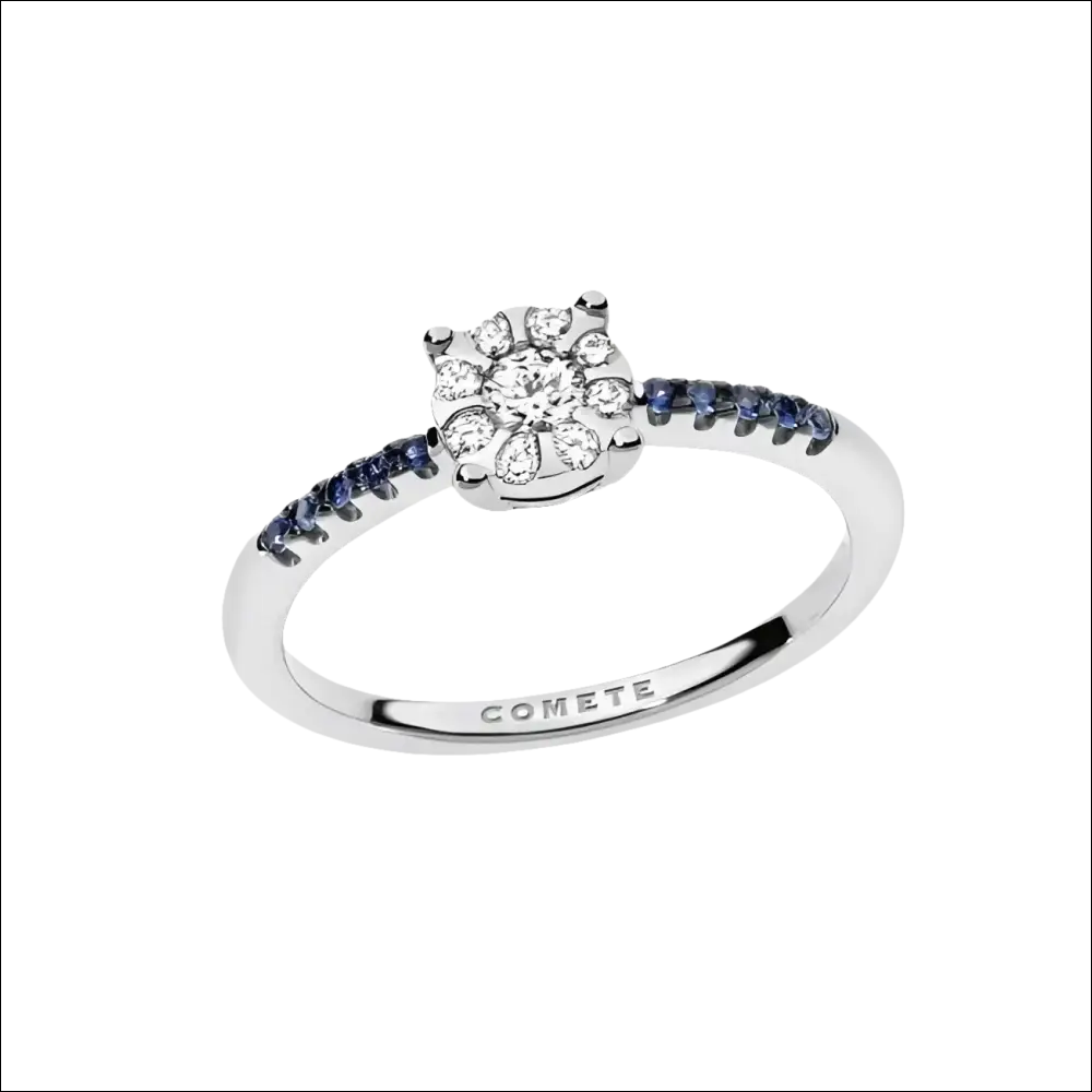 Anello Diamanti e Zaffiri Blu Lumière ANB 1735 COMETE elegante e luminoso