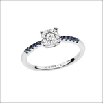Anello Diamanti e Zaffiri Blu Lumière ANB 1735 COMETE elegante e luminoso