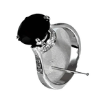 Anello in argento con onice nero e diamanti Crown di Salvini per donna