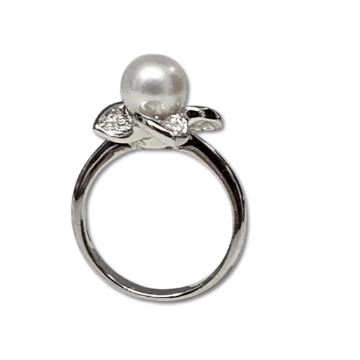 anello oro bianco a fiore con perla e diamanti parure con orecchini oro bianco di Salvini|bonini-gioielli
