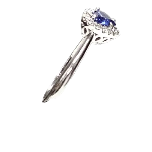 anello oro bianco con cuore tanzanite e diamanti|bonini-gioielli