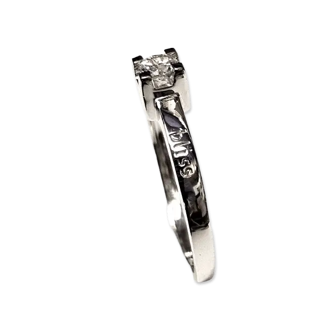 anello oro bianco con diamante solitario ct 0,18 H di Bliss|bonini-gioielli