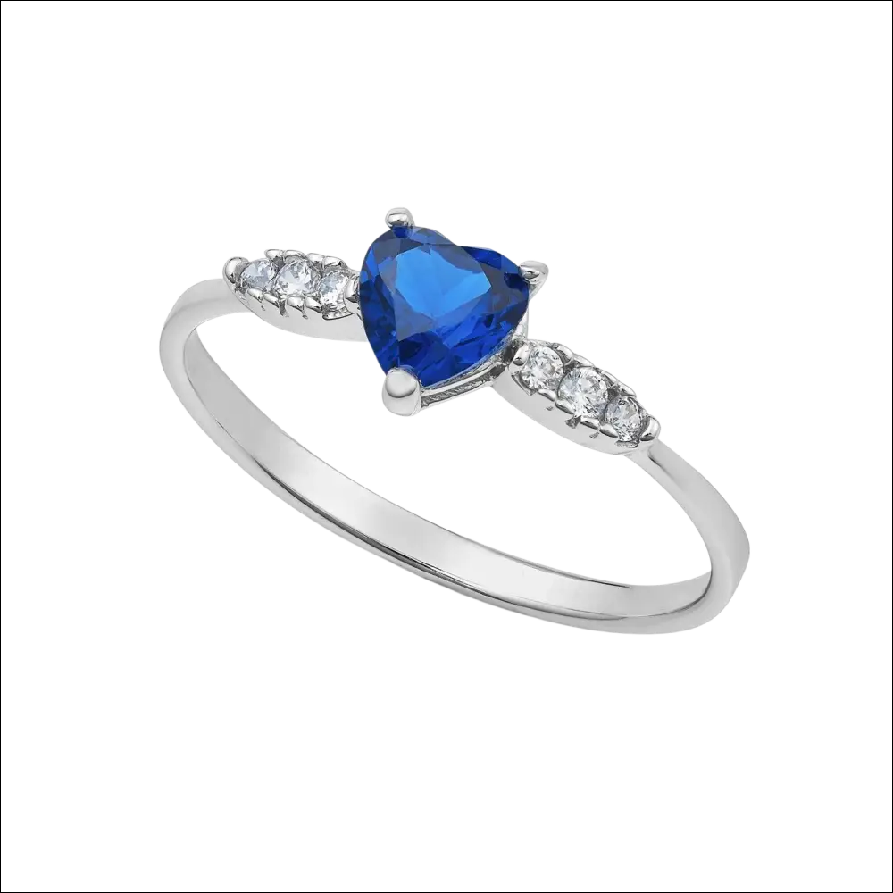 Anello Oro Bianco Cuore Blu e Zirconi Ambrosia AAZ 147 in argento con gemma blu
