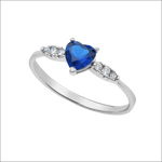 Anello Oro Bianco Cuore Blu e Zirconi Ambrosia AAZ 147 in argento con gemma blu