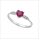 Anello Oro Bianco Cuore Rosso Zirconi Ambrosia AAZ 148 con rubino cuore