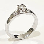 Anello oro bianco Diamante centrale due a lato Salvini|bonini-gioielli