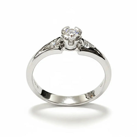Anello oro bianco Diamante centrale due a lato Salvini|bonini-gioielli
