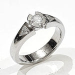 Anello oro bianco Diamante centrale due a lato Salvini|bonini-gioielli