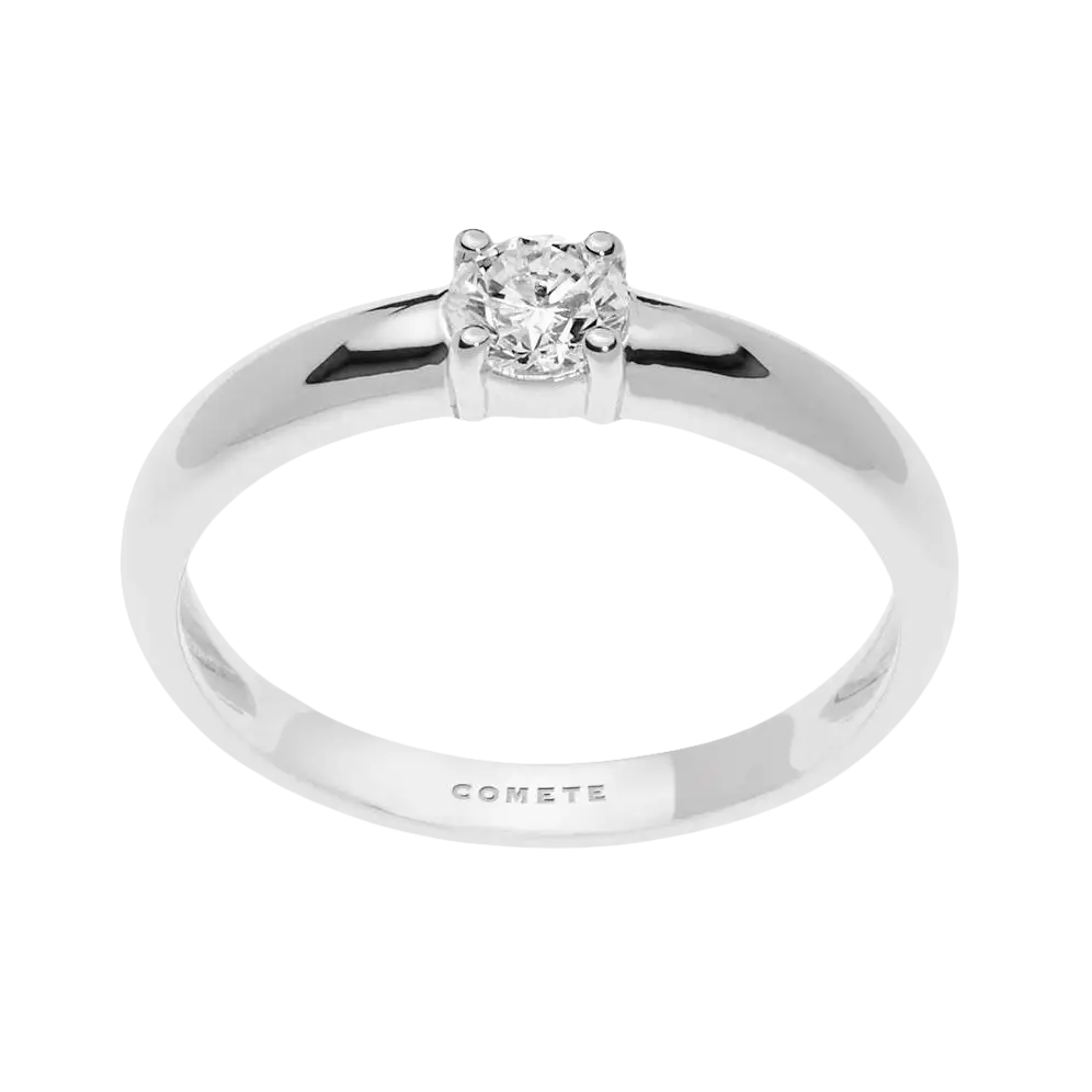 Anello oro bianco diamante COMETE GIOIELLI ANB 2526 con solitaire in argento