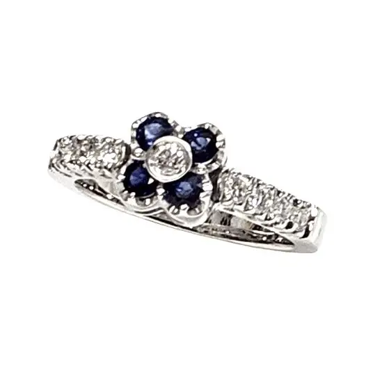 Anello oro bianco diamanti e zaffiri blu CEVA GIOIELLI - Gioielleria Bonini