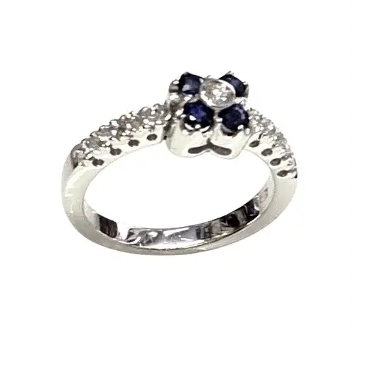 Anello oro bianco diamanti e zaffiri blu CEVA GIOIELLI - Gioielleria Bonini