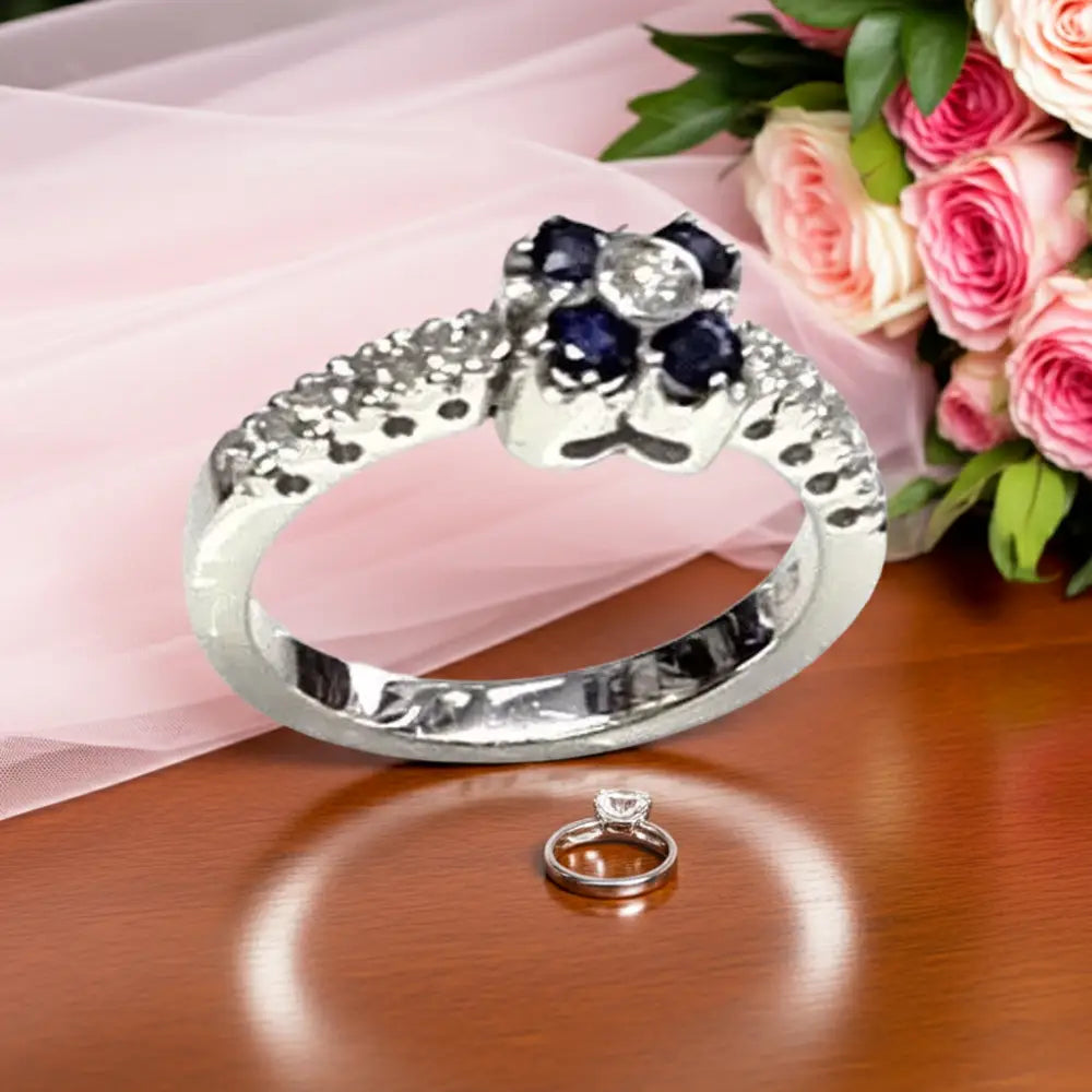 Anello Oro Bianco Diamanti e Zaffiri CEVA GIOIELLI|bonini-gioielli