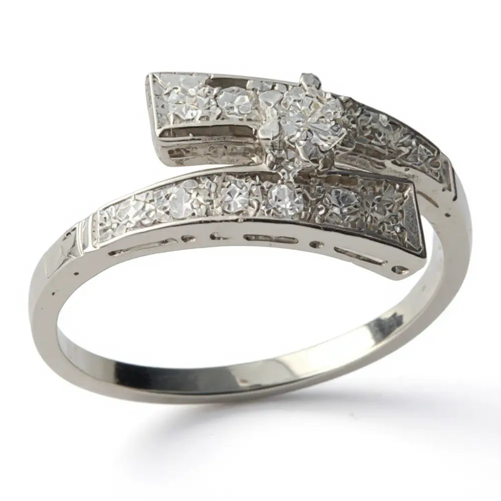 Anello Oro Bianco 750/1000 e Diamanti||bonini-gioielli