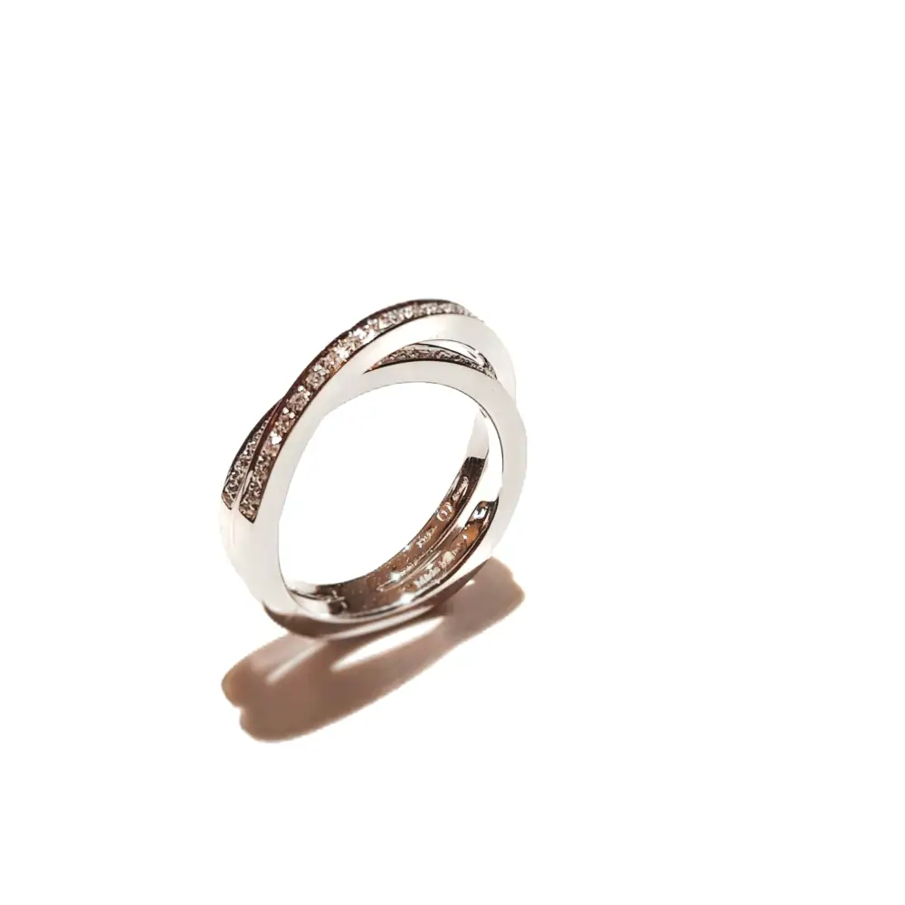 anello oro bianco e diamanti Intreccio Salvini |bonini-gioielli