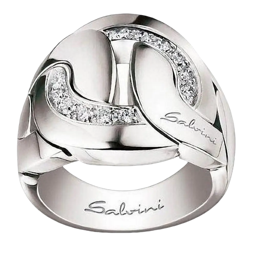 Anello oro bianco con accenti di diamanti della collezione Cruise Salvini
