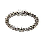 Bracciale in argento con link texturizzati e chiusura cilindrica del Anello Oro Bianco Estensibile Rockstar