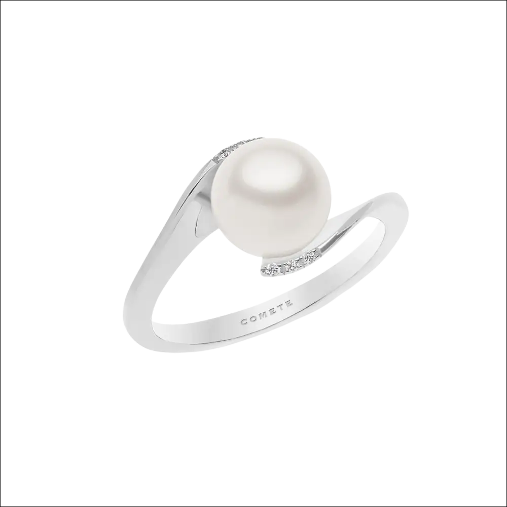 Anello Oro Bianco Perle d’Amore con perla e diamanti scintillanti